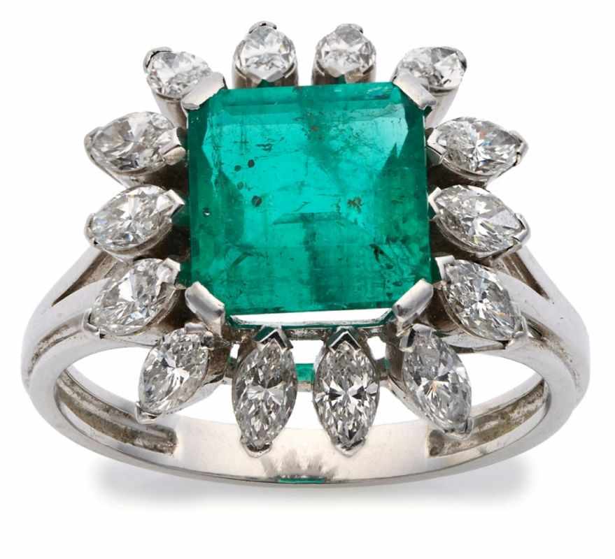 Smaragd-Platin-Ring