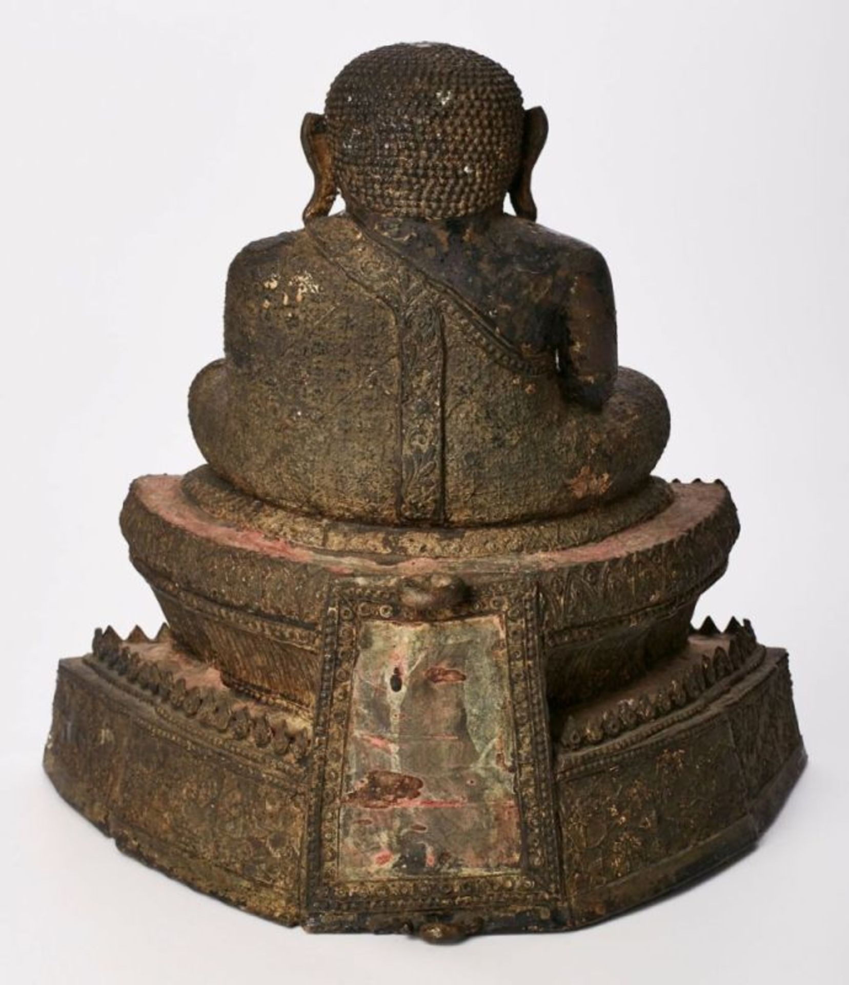 Bronzeskulptur "Sitzender Buddha", wohl - Image 2 of 2