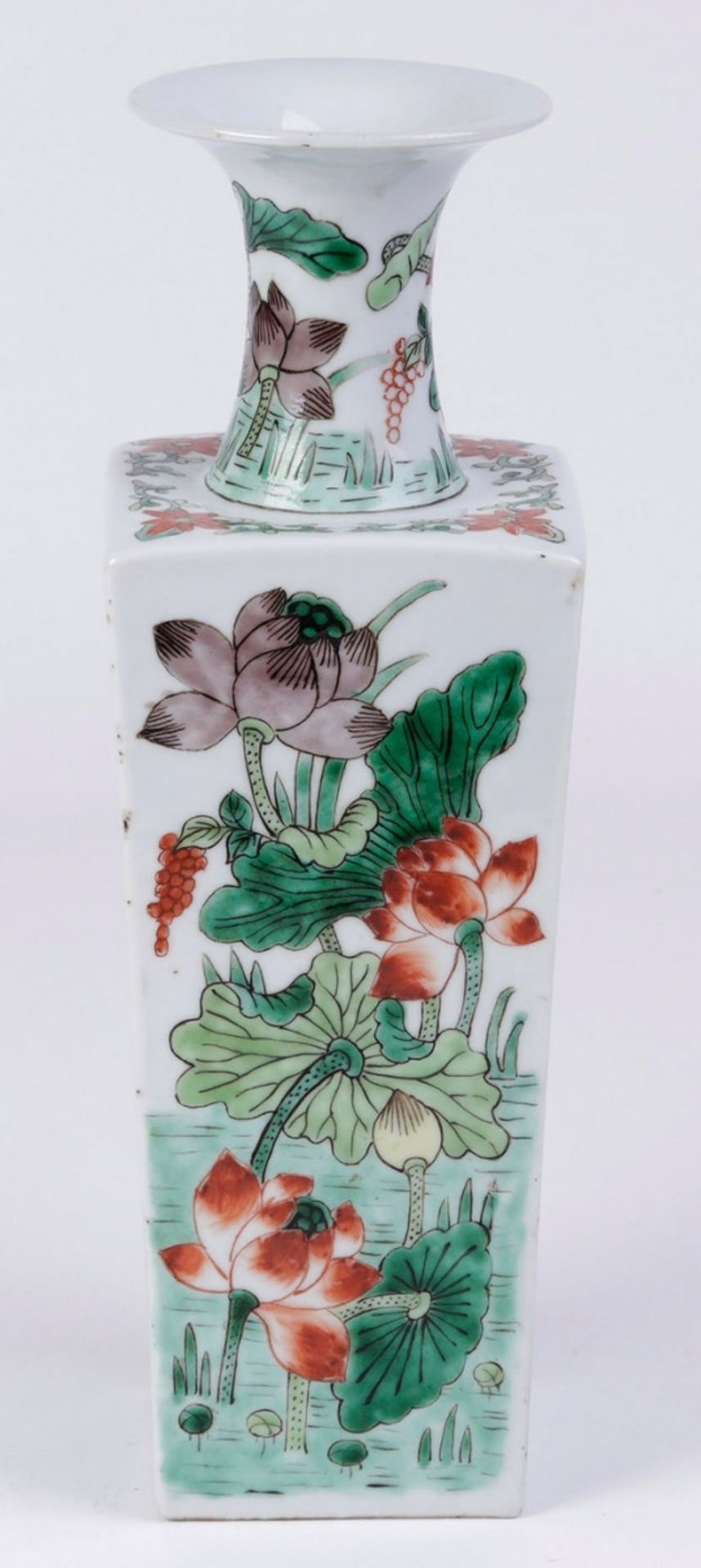 Vierkantvase "Lotos", China wohl um 1900. - Image 4 of 5