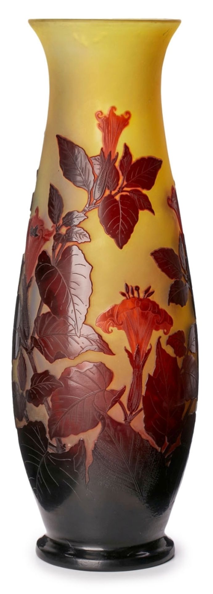 Gr. Vase mit Blütendekor, Gallé um 1920.