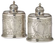 Paar Teedosen, Georgian, London 1730.