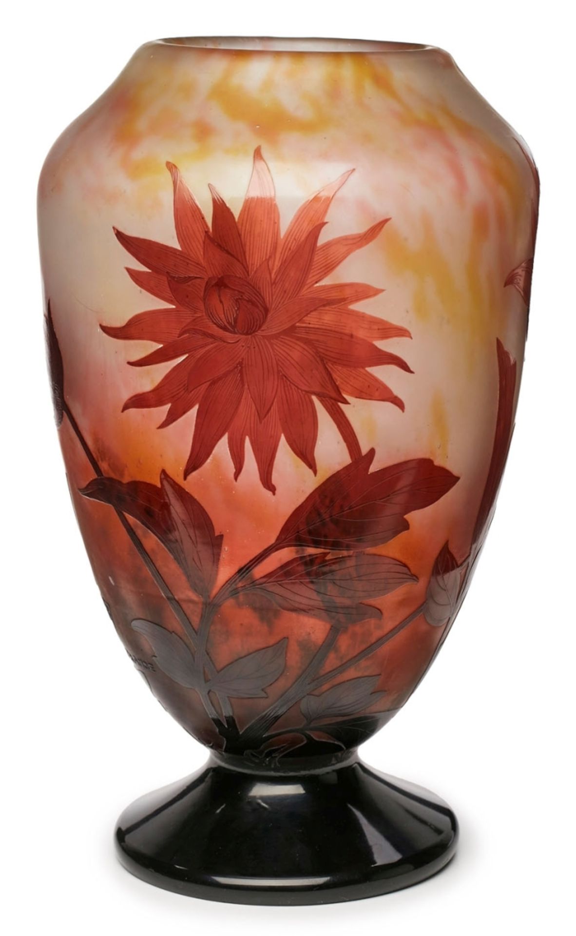 Gr. Vase "Dahlien", Daum Nancy 1918-25. - Bild 2 aus 2