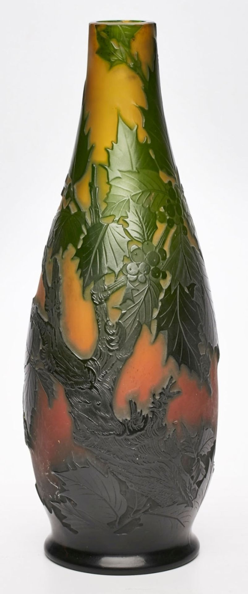 Vase mit Ilex-Dekor, Gallé 1918-'31.