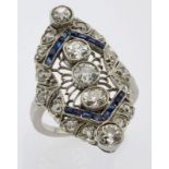 Diamant-Saphir-Ring um 1910