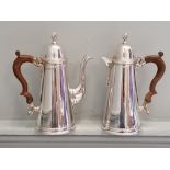 A Lowe and son two piece coffee set comprising of a coffee and hot water pot with tapering