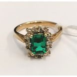 Emerald and diamond ring c1960 reset in new 9ct shank, Emerald 1.2cts Diamond 0.60cts