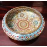 A late 19th century Chinese cloisonne bowl, having stylized impressed mark to base