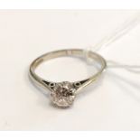 18ct (tested) Old cut Solitaire diamond ring c1900
