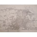 A late 19th century map of Edinburgh by John Bartholomew and Co, Edinburgh. 95cm in width by 70cm in
