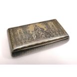 Fine and rare French silver and Niello snuff box/casket with gilt interior depicting Raphael’s "La