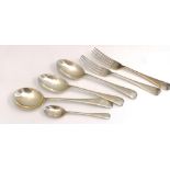 A quantity of Walker and Hall silver flat ware to include soup spoons, dinner and side forks,