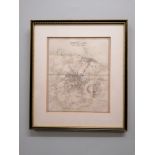A framed 19th century plan of Edinburgh and Leith with Granton and other suburbs. 22cm in width by