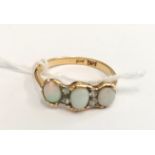 18ct seven stone precious opal and diamond ring c1890