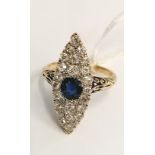 18ct Marquise diamond and sapphire c1900