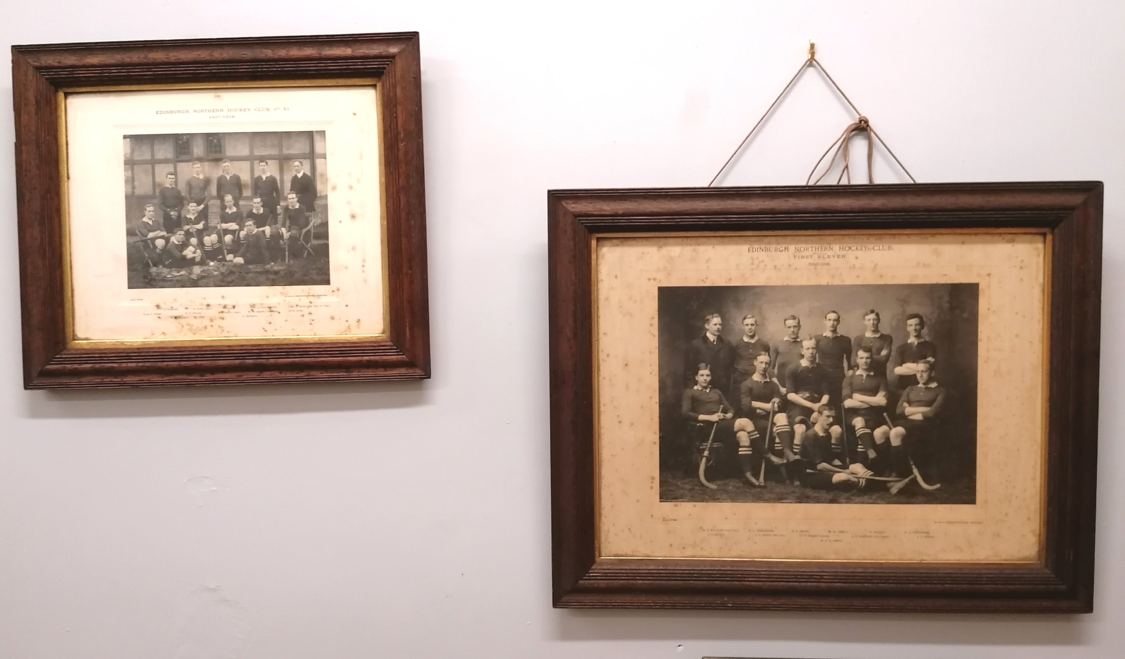 Two framed sporting photographs by Alex Ayton of Edinburgh Northern Hockey Club first 11 1905/06 and