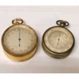 Two 19th century pocket barometers, one being (a.f)