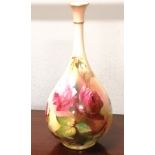 A 1920s royal Worcester Hadley rose bud vase. 22cm in height