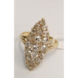 14ct Marquise set diamond dress ring 2.2cts Approximately c1980