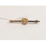 9ct pearl and diamond heart bar brooch c1920