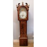 A 19th century mahogany grandfather clock by William Gilchrist of Haddington having a broken swan