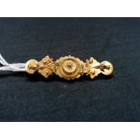 15ct Edwardian bar brooch set small diamond circa 1910.