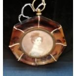 Miniature |Portrait of a Young Lady| signed |Fuger| set in an octagonal tortoiseshell frame, |