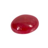 A 9.2ct blood red Burmese Cabochon in case. 12mm long.