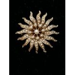 15ct fine starburst multi seed pearl brooch in lovely condition circa 1880.
