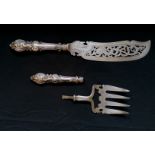 A Victorian silver fish slice and fork of large proportions by Aaron Hadfield, Sheffield 18447. Fish