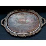 Large Victorian silver plated oval salver circa 1900.