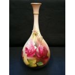 A 1920s Royal Worcester Hadley rose bud vase. 22cm in height.