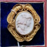 Victorian 18ct (tested) mounted oval cameo of a lady, the mount of extremely high quality is