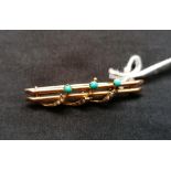 Victorian 9ct Turquoise and seed pearl double bar brooch circa 1890.