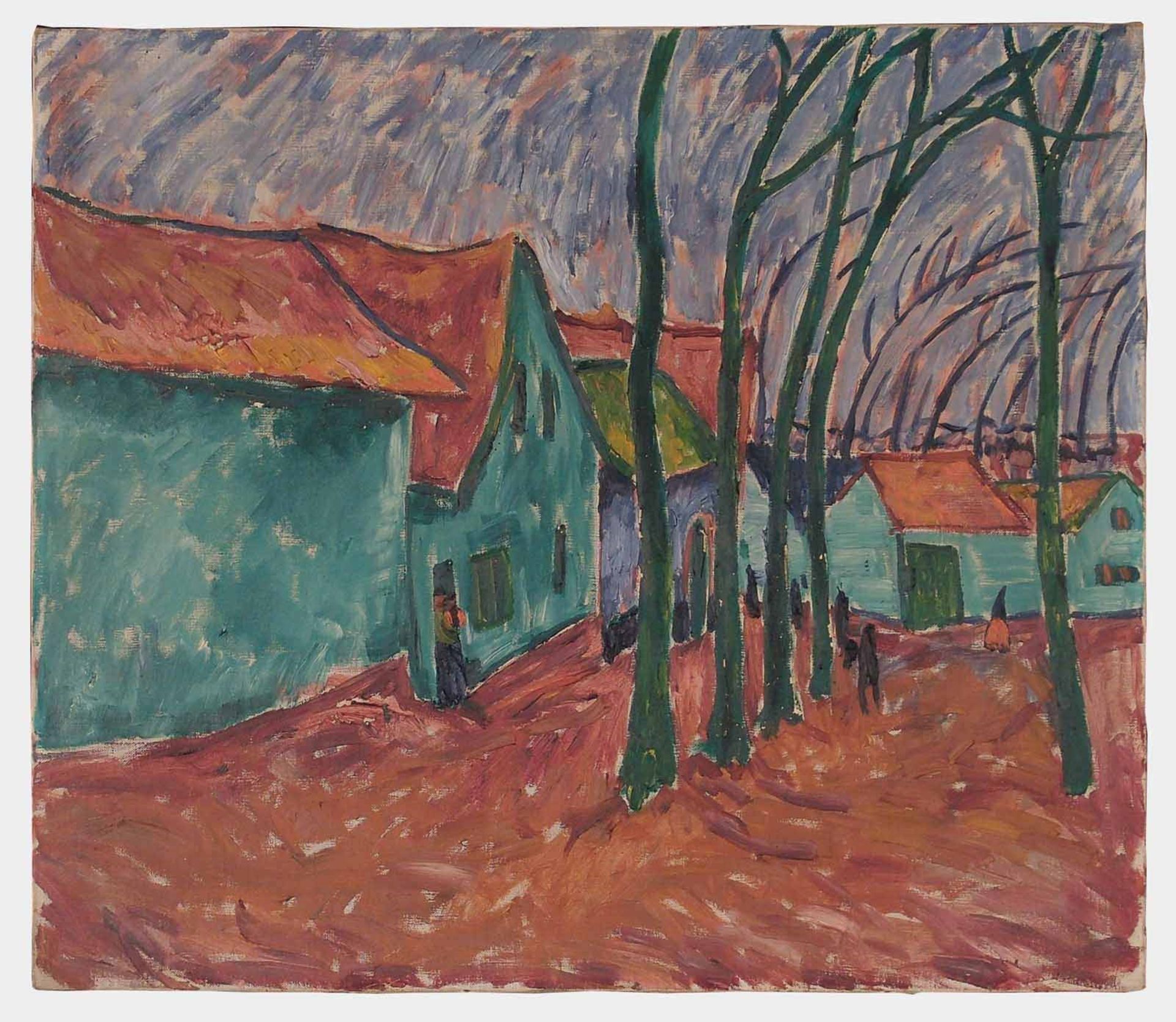 Walter Ophey Eupen 1882 - 1930 Düsseldorf Dorfstraße. Öl auf Leinwand. 1913-14. 62 x 71 cm. (41)