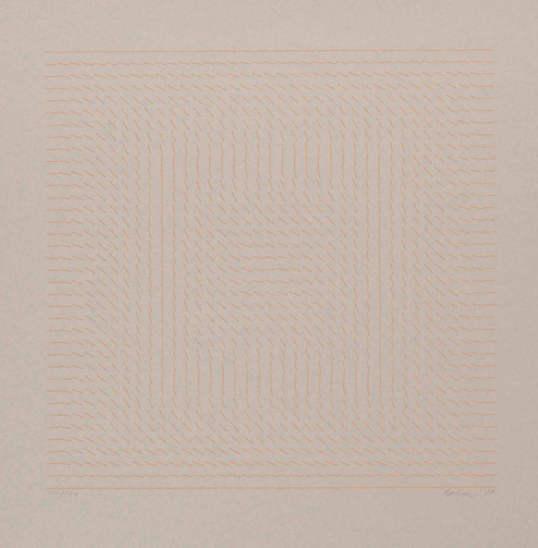 Hartmut BoehmKassel 1938 - lebt in BerlinOhne Titel. Siebdruck. 1968. 29,8 x 30,5 cm (40 x 40 cm).