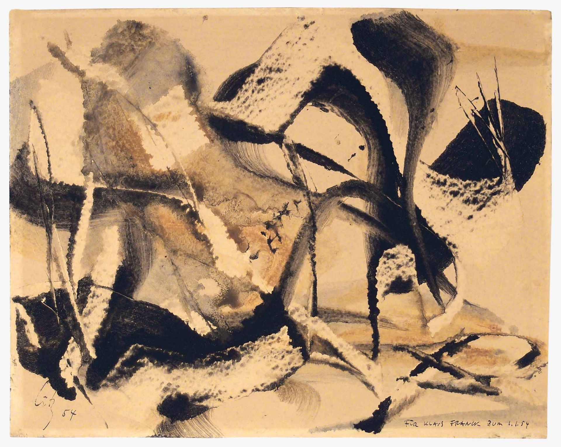 Karl Otto GötzAachen 1914 - 2017 Wolfenacker im WesterwaldOhne Titel. Gouache auf Karton. 1954. 26,7