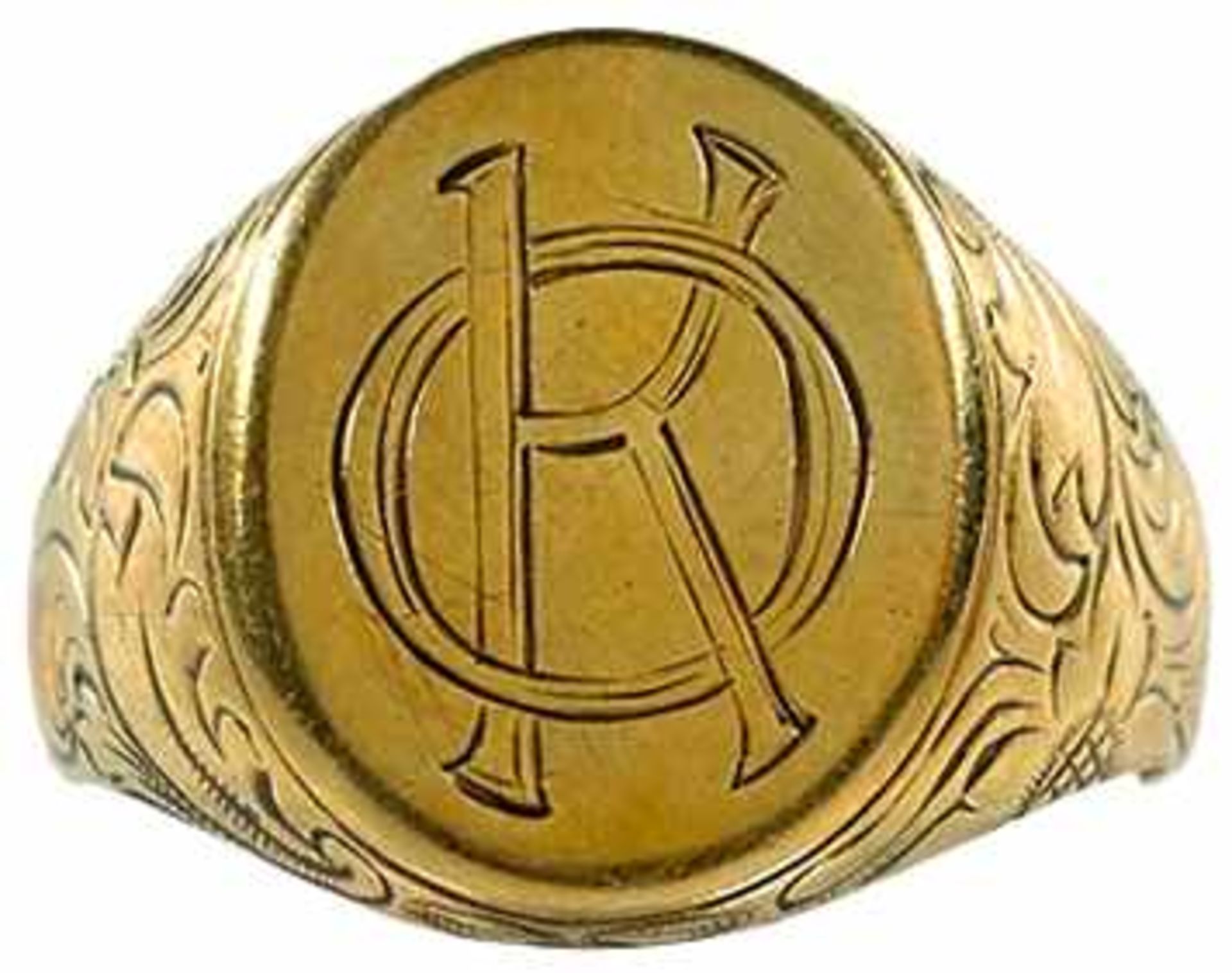 Ringe ohne Steinbesatz Herrensiegelring mit Monogramm "KO" und ornamentalem Muster auf den