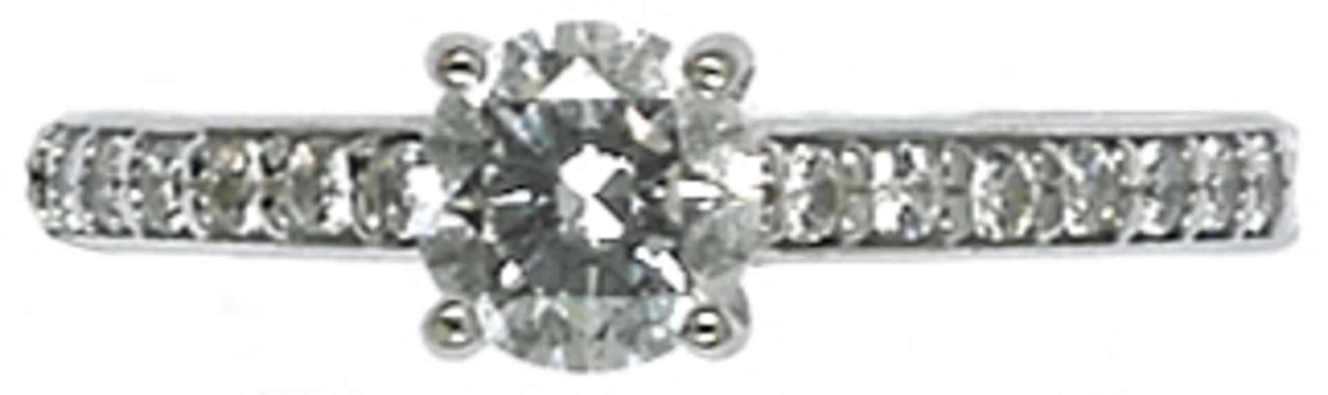 Ringe Attraktiver Damensolitärring. 585er WG, gestempelt. Zentraler Brillant von ca. 0,5 ct.,