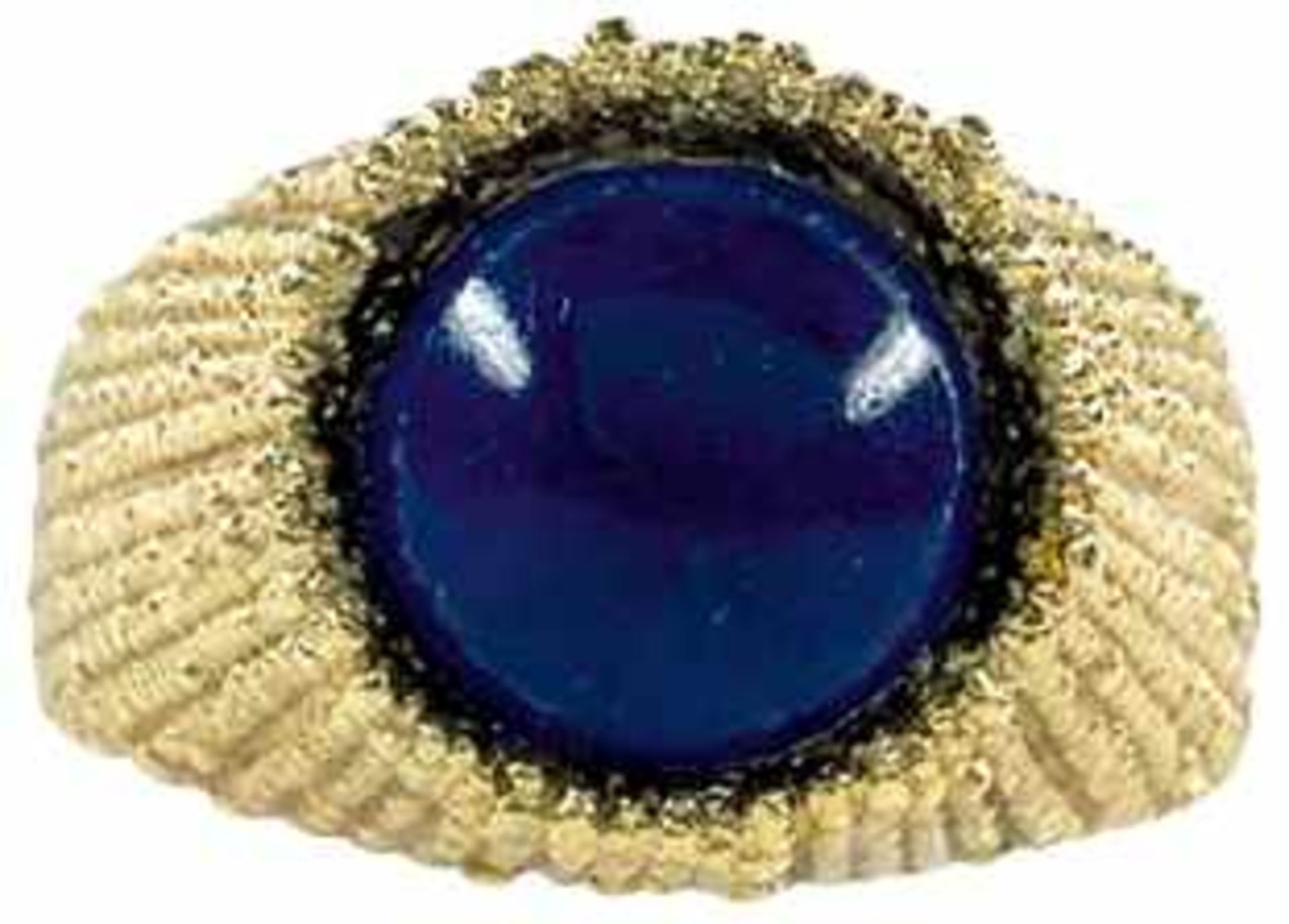 Ringe mit Steinbesatz Ungewöhnlicher Damenfingerring mit rundem Lapislazuli-Cabochon in