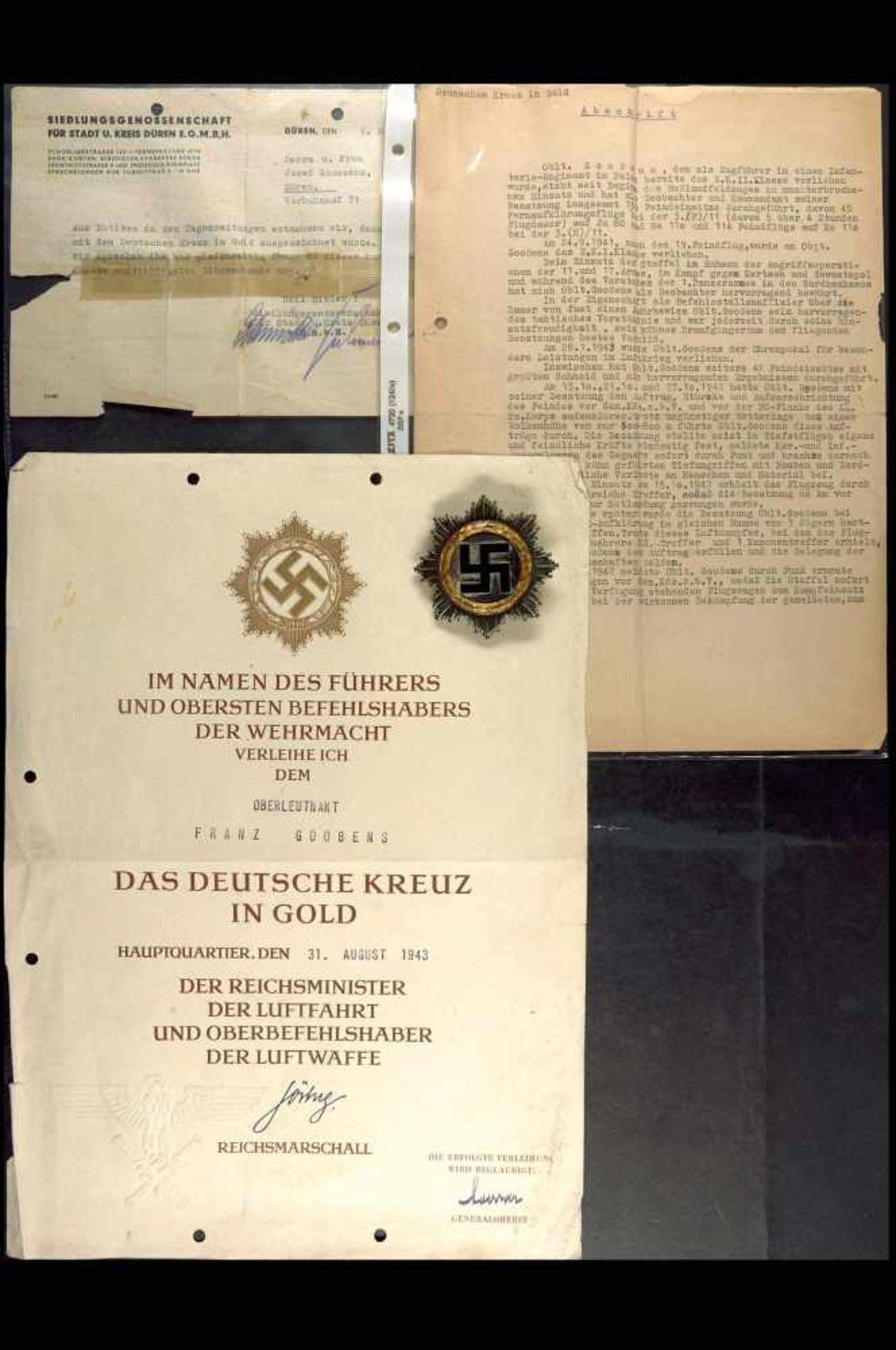 Allg. militärische Auszeichnungen 2. Weltkrieg Deutsches Kreuz in Gold, leichte Ausführung 44,47 - Bild 2 aus 4