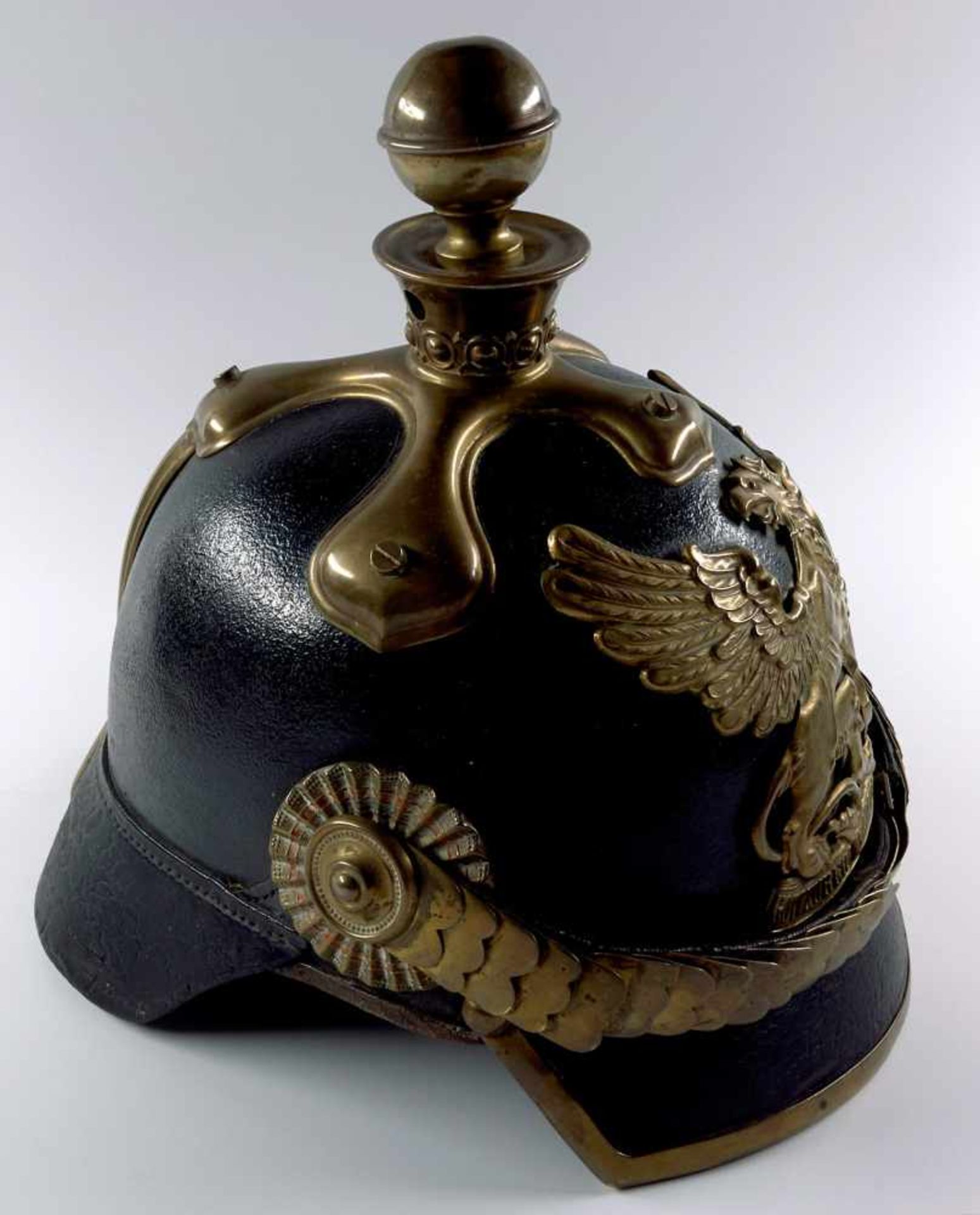 Kaiserreich/Weim. Rep. : Uniformen, Kopfbed., etc. Baden, Pickelhaube Feuerwehr-Kommandant,