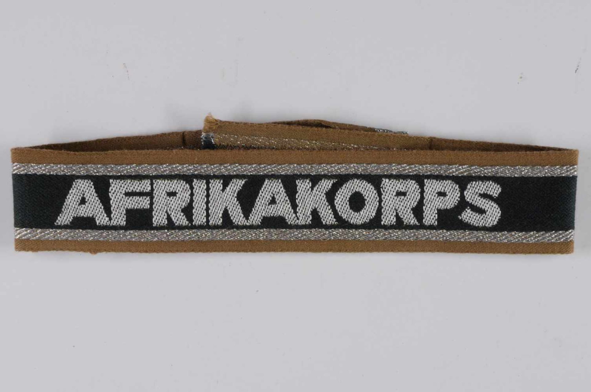 Uniformeffekten und Hoheitsabzeichen 3. Reich Heer Ärmelband "Afrikakorps", Metallfaden gewebte - Bild 2 aus 3