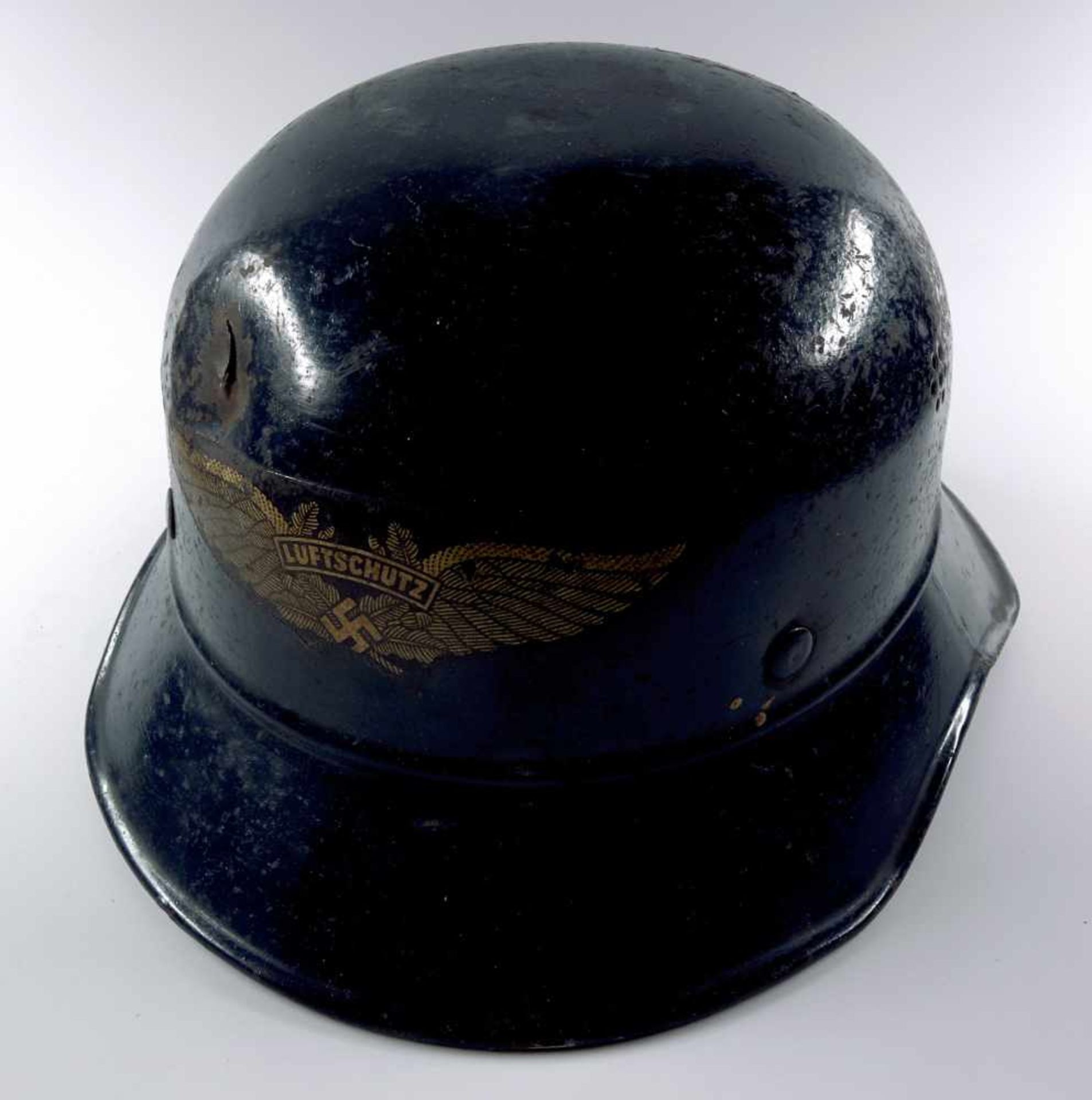 Kopfbedeckungen 3. Reich und 2. Weltkrieg Reichsluftschutzbund (RLB), Stahlhelm, blaugraue