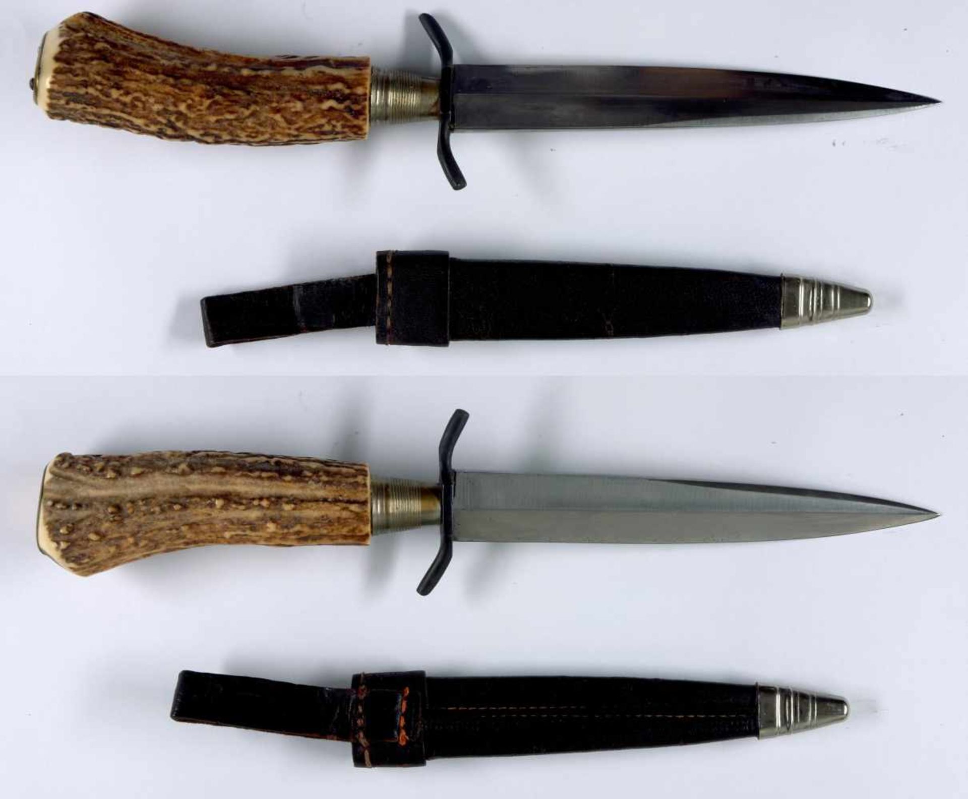 Blankwaffen Deutschland 1. Weltkrieg, Kampfmesser, einschneidige Klinge ohne Hersteller, Horngriff