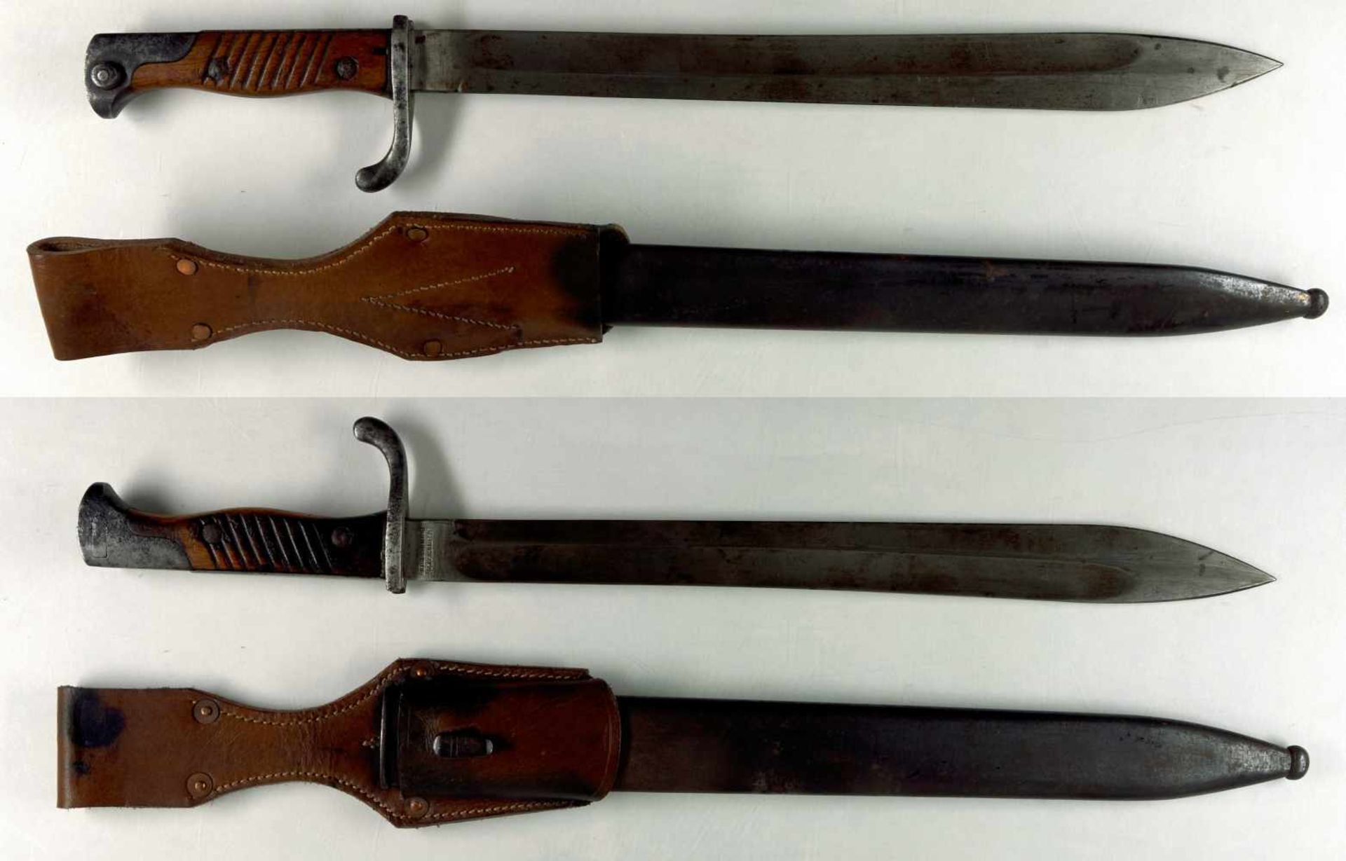 Blankwaffen Deutschland Preußen, Seitengewehr 98/05 n.A., Kammerstück, Klinge mit Hersteller "R.