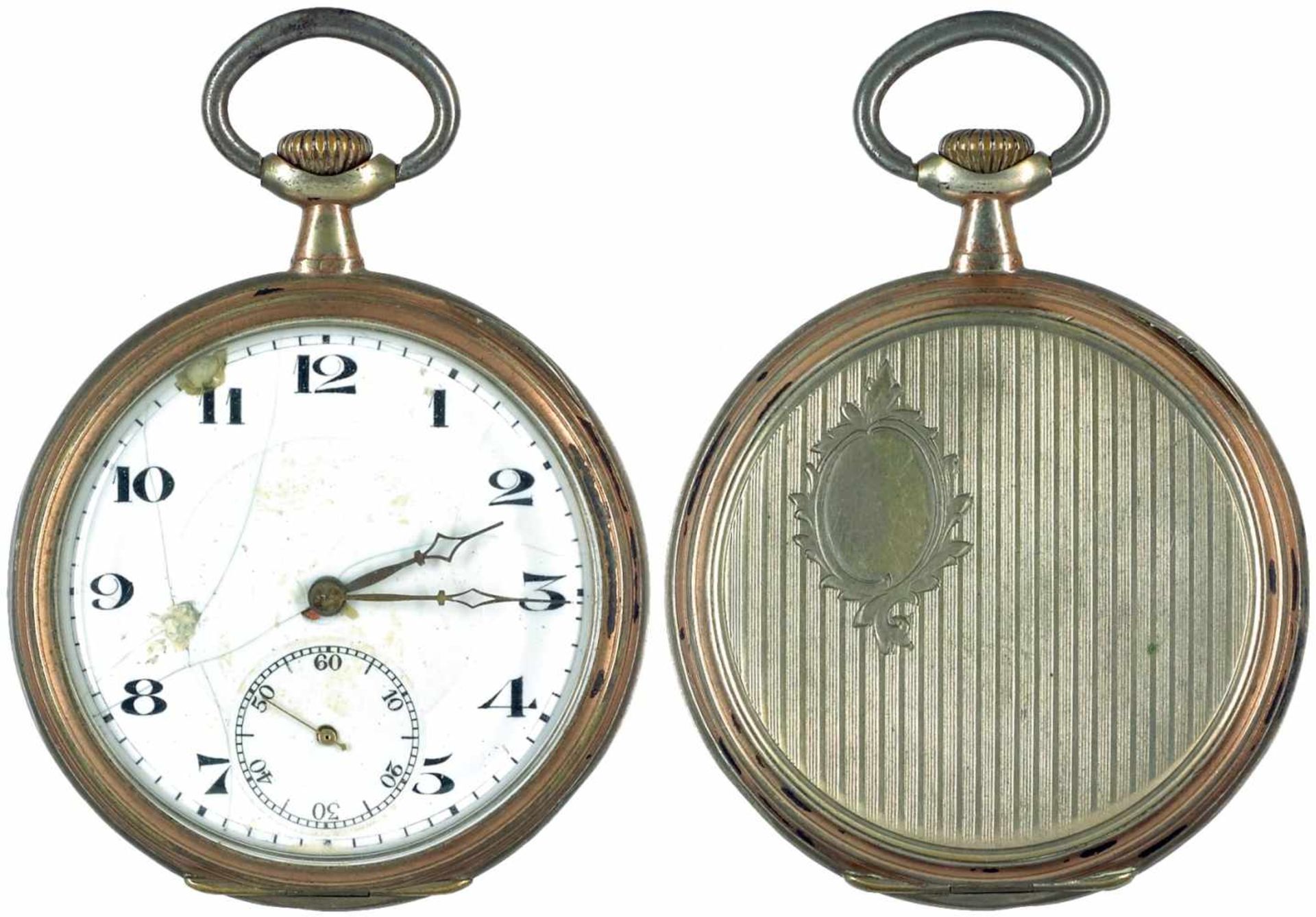 Taschenuhren ab 1901 Herrentaschenuhr mit separater Sekunde und Kronenaufzug. Geometrisches Dekor