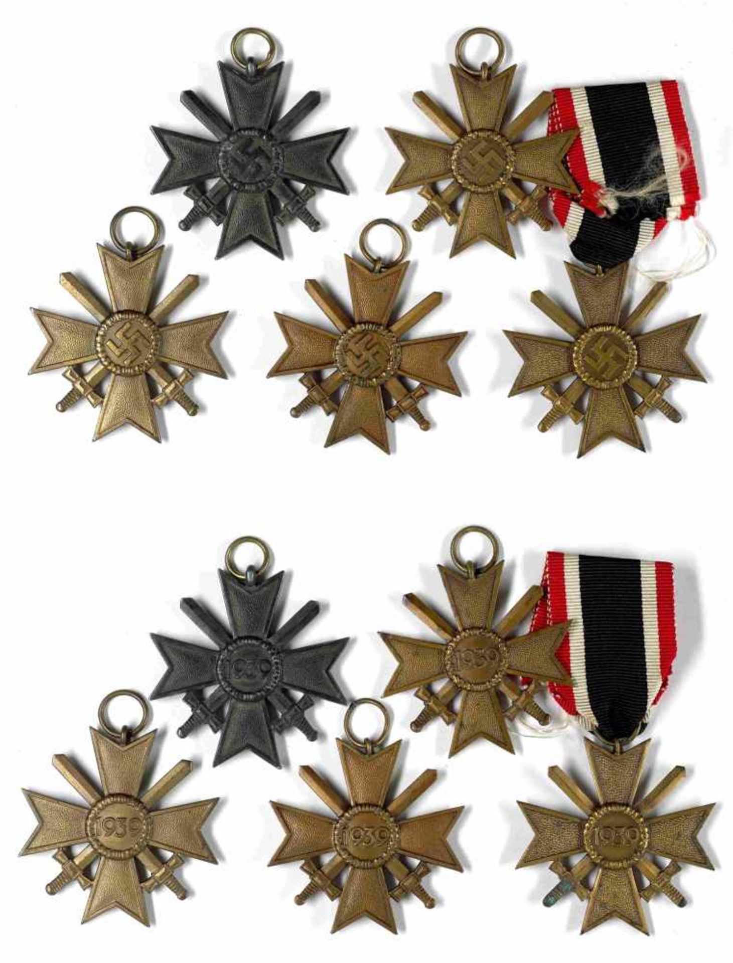 Allg. militärische Auszeichnungen 2. Weltkrieg 5x Kriegsverdienstkreuz 2. Klasse mit Schwertern,