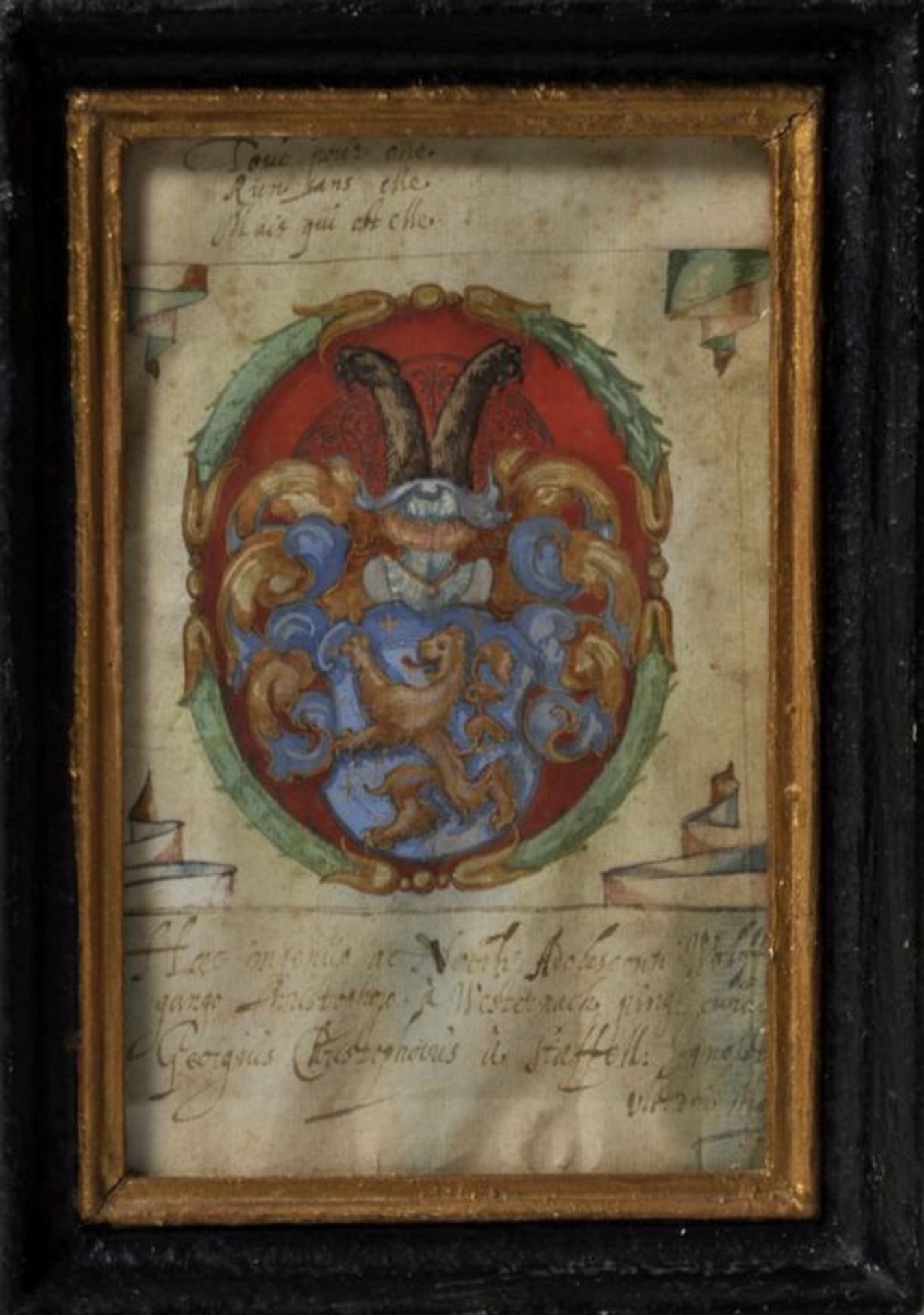 Buchmaler: sechs Blatt gemalter Wappendarstellungen deutscher Adelsgeschlechter, um 1600. - Bild 2 aus 4