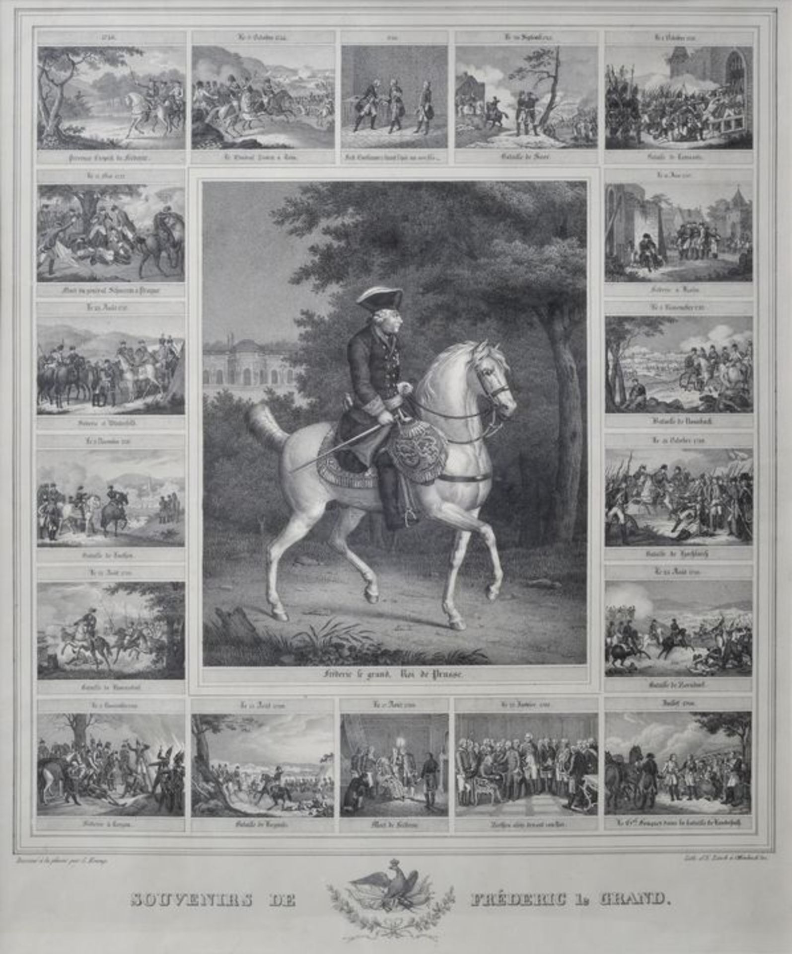 Gedenkblatt für Friedrich II. (der Große) von Preussen, ca. 1830<b