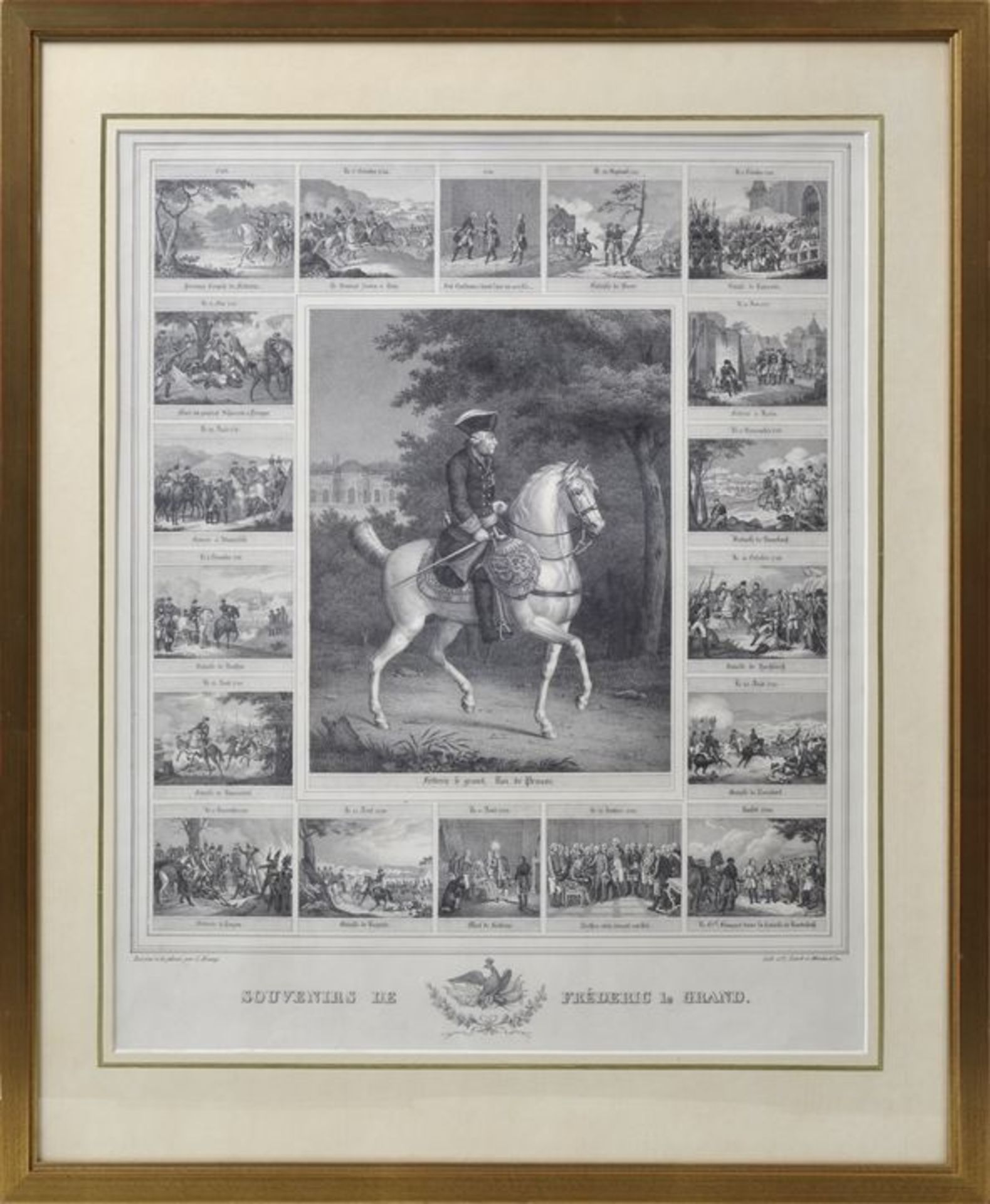 Gedenkblatt für Friedrich II. (der Große) von Preussen, ca. 1830<b - Bild 2 aus 2